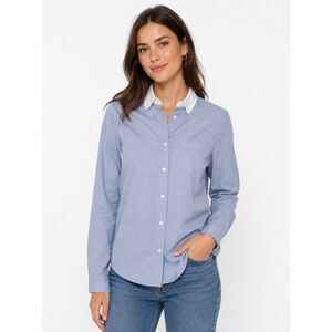Coach 1941 Button Up Women 0 Blue White Collar Cotton Tailored Designer Blouse